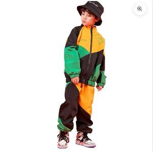 UNISEX KID'S JACKET CARGO PANTS SPORTS STAGE FASHION DANCE SET SZ XL See Notes